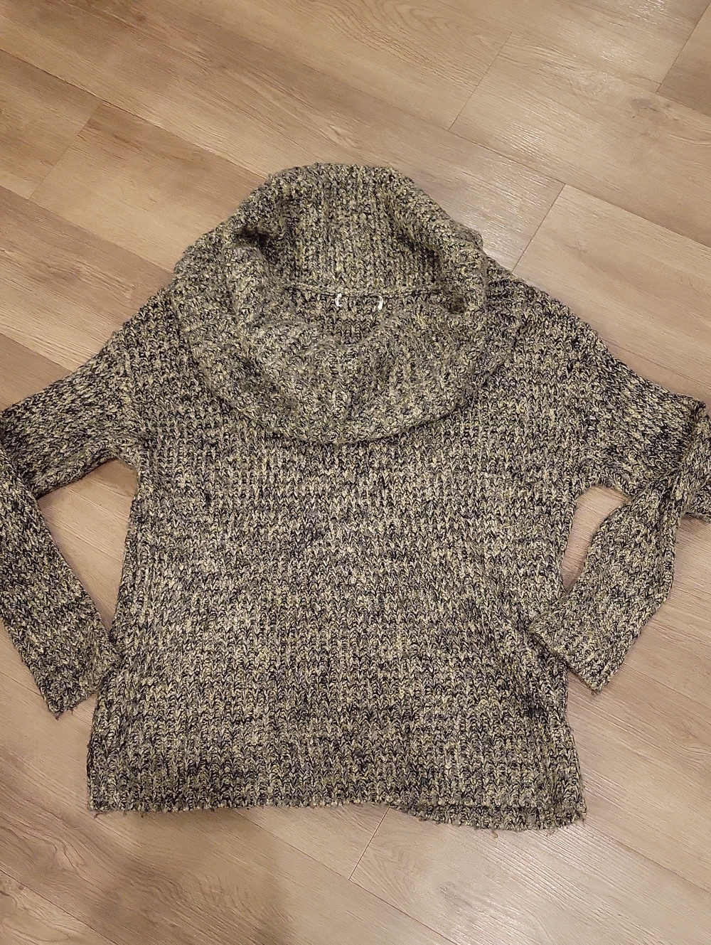 John + Jenn Marled Olive Cowl-Neck Sweater